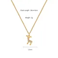 Detail of gold reindeer pendant necklace with silver texture on 39cm fine cross chain - Deer