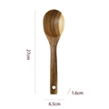 27cm natural acacia wood salad spoon with 6.5cm wide head and hanging hole - Acacia Wood Salad Spoon