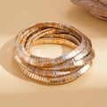Minimalist geometric multilayer snake pattern elastic bracelet in gold and silver finish - Two-tone Gold Silver
