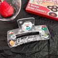 Acrylic hair claw clip with festive snowman and Christmas patterns in large size - Snowman Print (8CM)