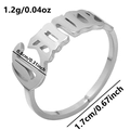 Silver stainless steel open ring featuring a gothic cutout BABY letter design - Cancer / Silver