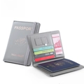 Gray PU leather RFID blocking passport holder with multi-card slots and elastic strap - Gray
