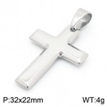 Polished silver stainless steel cross pendant necklace for men 32x22mm size - Style A (KP130581-HR)