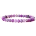 Macro shot of 6mm purple dragon vein agate beaded bracelet with natural stone texture - Purple Weathered Stone