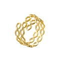 Dettaglio anello a catena dorata con fiocco, design multistrato e struttura regolabile - Anello Texture Catena (VJ623 Oro)