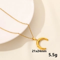 Vintage 18k gold plated moon pendant necklace with 21x24mm crescent star design - Crescent Moon / Gold