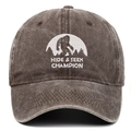Vintage brown washed cotton baseball cap featuring white Hide & Seek Champion embroidery - One Size / Coffee
