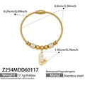 Detalle de pulsera de cable dorado con colgante de corazón LOVE e información de medidas técnicas - Cable de Metal Corazón LOVE (Z254) / Dorado (Z254)