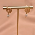 Elegant 925 silver gold-plated twisted rope earrings with natural freshwater pearls - Lollipop Studs