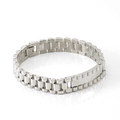 Pulsera de hombre en acero inoxidable plateado estilo reloj con acabado mate y brillo - Color Acero