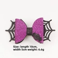 Détail pince à cheveux nœud Halloween motif toile d'araignée violet et noir de 10x5 cm - Style Violet 1