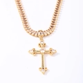 Collana di lusso con ciondolo a croce in oro e zirconi lucidi su sfondo bianco - 08 Oro Zirconia Bianca (Stile Croce Dorata Diamante Completo)