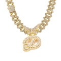 Gold-plated hip hop necklace with iced out crystal butterfly clasp and letter D pendant - Gold Letter D