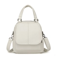 Mochila de cuero suave blanco roto con textura granulada y correas desmontables - Blanco