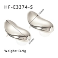 Détails des boucles d'oreilles haricot argentées irrégulières de 27mm x 16mm et poids 13,9g - Style de Pois Irrégulier Argenté (HF-E3374-S)