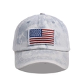 Vintage washed light blue denim baseball cap with embroidered American flag patch - US Flag Pattern - Adult Baseball Cap