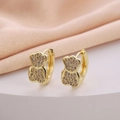 Elegant gold plated bear earrings with sparkling cubic zirconia in a variant hoop design - Pave Zirconia Bear