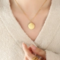 Gold plated cupid angel coin necklace for women made of durable stainless steel - 40+5cm / Gold