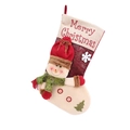 Calza di Natale in lino con pupazzo di neve 3D e scritta di auguri natalizi - Stile 3D Pupazzo di Neve (16M010B)