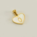 Golden heart pendant with white shell inlay featuring gold number 0 engraving - Letter O (Single Pendant)