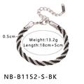 Détail du bracelet chaîne torsadée de 0,5 cm en acier inoxydable noir et argent avec fermoir - Bracelet Chaîne Torsadée Bicolore Noir Argent (NB-B1152-S-BK)