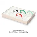 Beige 40-slot bracelet jewelry tray, size 35x24x3cm, for organized retail display - Champagne White Brushed PU 40 Slots Bangle Tray