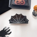 Pince à cheveux Halloween motif toile d'araignée noire avec décor de citrouilles - Motif de Toile d'araignée Noir et Blanc
