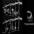 11-piece set of transparent acrylic Christmas ornaments including snowflakes and icicles - Set D-11pcs Key Bow Set