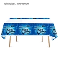 Blue and white gaming theme disposable party tablecloth featuring game controllers 108x180cm - Tablecloth 108*180cm