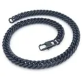 Chaîne cubaine noire en acier inoxydable avec maillons plats et fermoir mousqueton robuste - 10mm Boucle Rectangulaire / Collier 45cm / Noir