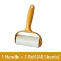 Manual lint roller with yellow handle and one 40-sheet adhesive refill roll - Sunflower Yellow (1 Handle + 1 Roll - 40 Sheets)