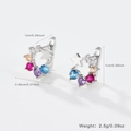 S925 sterling silver hoop earrings for kids with five colored zircons and star design - Colorful Zirconia Star Ear Buckle / 925 Silver