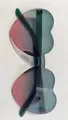 Pink and blue gradient heart-shaped rimless sunglasses in a sleek one-piece design - Green to Pink Gradient