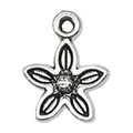 Colgante de flor en plata antigua con diseño de estrella y relieve para hacer joyas - Flor Pequeña 11x14mm