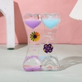 Double heart liquid timer with spinning windmill in purple and blue glitter oil - SY01 Cream Windmill Blue Purple