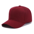 Classic deep red twill cotton baseball cap with five-panel structure and curved brim - Adjustable / Wine Red Coarse Texture Five-Panel Blank