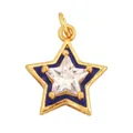 Golden star pendant with deep blue enamel framing a central sparkling star crystal - Star-Dark Blue