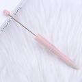 DIY beadable ballpoint pen featuring a pink speckled barrel and silver metal rod - Eco Light Pink