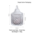 Small slim glass storage jar with diamond relief texture and pointed lid for jewelry - Tall Thin Style - Small