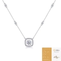 Sterling silver square moissanite necklace with GRA certificate and brilliant halo pavé - N13756 Square Frame 1ct / With GRA Certificate