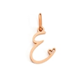 Gold plated letter E pendant with hollow heart detail and polished finish - Letter E / Rose Gold