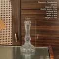Small diamond-patterned glass candle holder with 17cm height in transparent finish - Diamond Large