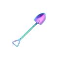 Rainbow plated shovel-shaped stainless steel dessert spoon with triangular cutout handle - Small Rainbow Pointed Shovel
