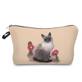 Dettaglio di una trousse per cosmetici con stampa di gatto siamese e piante di cactus - Stile Gatto Siamese e Cactus Beige (hz3558)