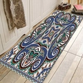 Tappeto passatoia bohémien con motivi paisley e floreali in blu scuro e arancione - 40x60cm / Paisley Boho Navy