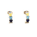 Gold plated hoop earrings featuring colorful enamel butterfly charms in blue and yellow - Colorful Butterfly