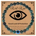 Dettaglio del bracciale di 6mm in pietra zebra verde su biglietto regalo Evil Eye - Bracciale in Pietra di Pino Africana