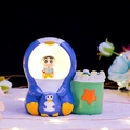 Blue penguin night light pen holder with cartoon boy character for desk decor - Reading Penguin Shin-chan (1063-4A Reading)