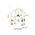 Pink bee felt baby mobile with wooden arch, 41cm height educational nursery crib toy - Pink Bee Flower Mobile