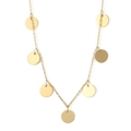 Minimalist gold stainless steel necklace featuring polished round disk pendants on a thin chain - Gold (KN233964-Z) / Gold